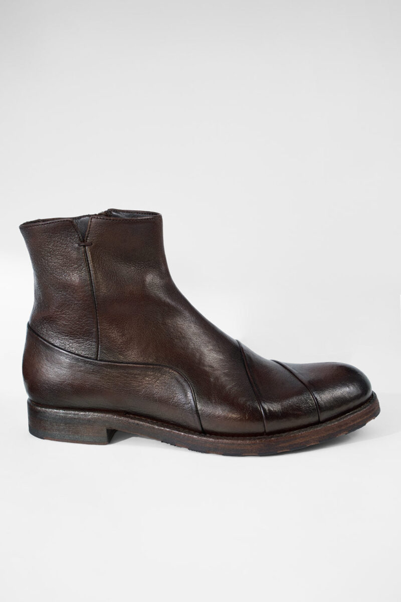 ASTON EDGE cigar-brown laceless ankle boots.