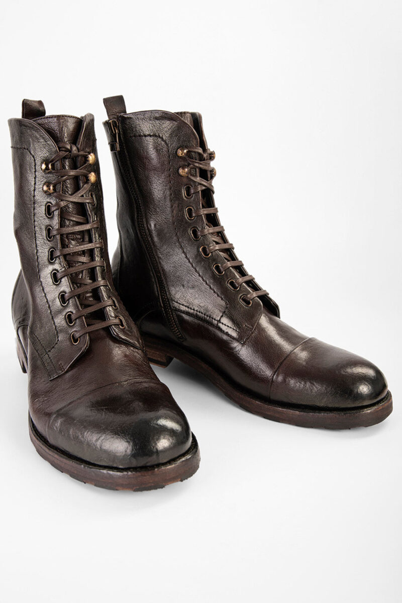 ASTON cigar-brown military boots. - Image 7