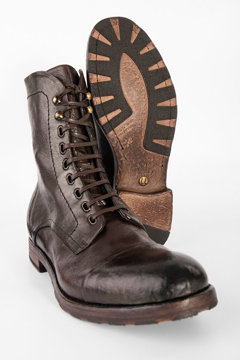 ASTON cigar-brown military boots. - Image 3