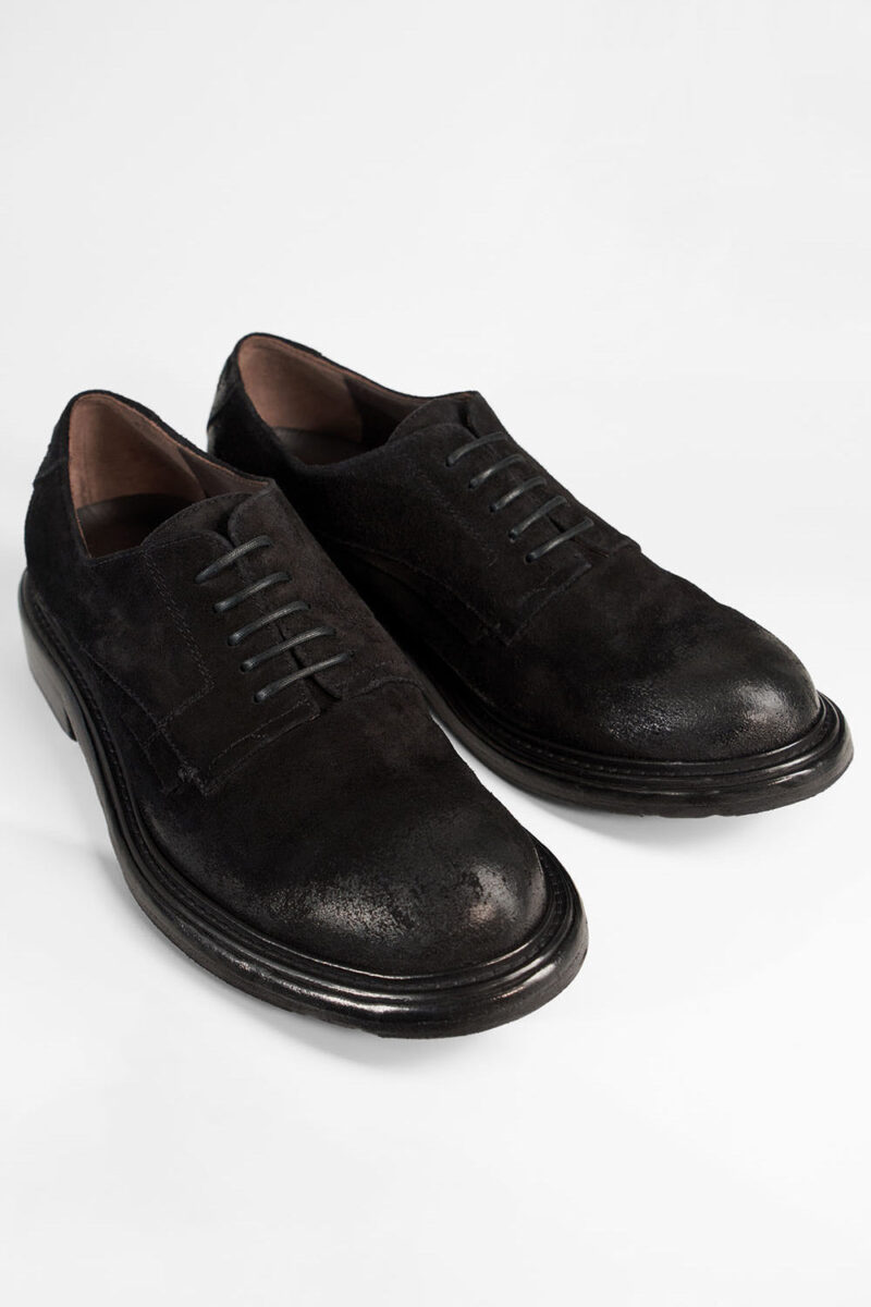 BOLTON ink-black suede layered derby shoes. - Image 2