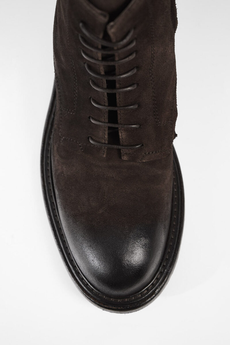 BOLTON tobacco-brown suede layered lace up boots. - Image 6