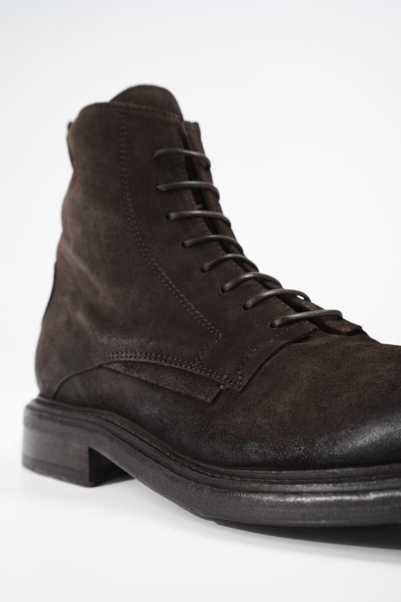 BOLTON tobacco-brown suede layered lace up boots. - Image 5