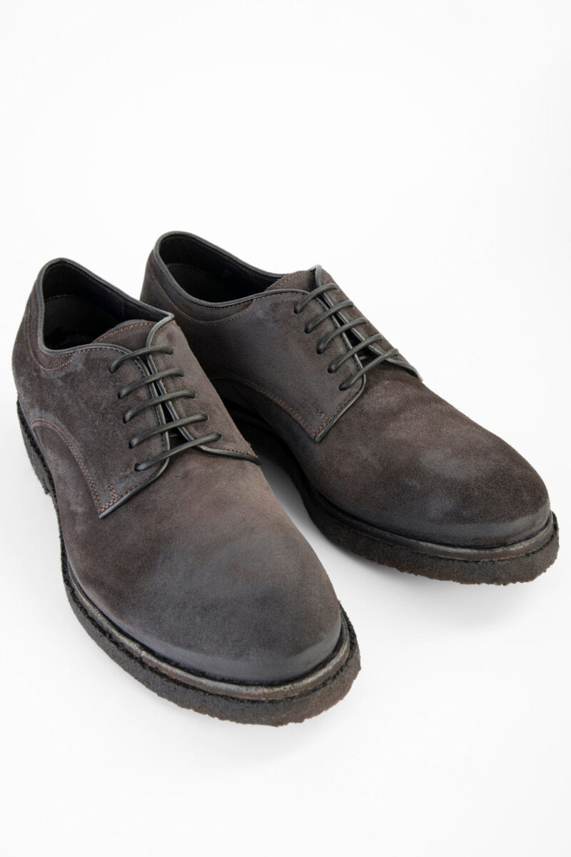 BROMPTON lava-grey suede derby shoes. - Image 3