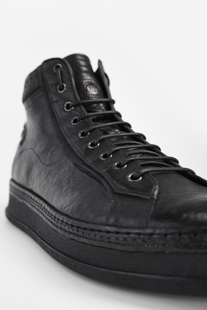 COLE rugged-black welted distressed high sneakers. - Image 2