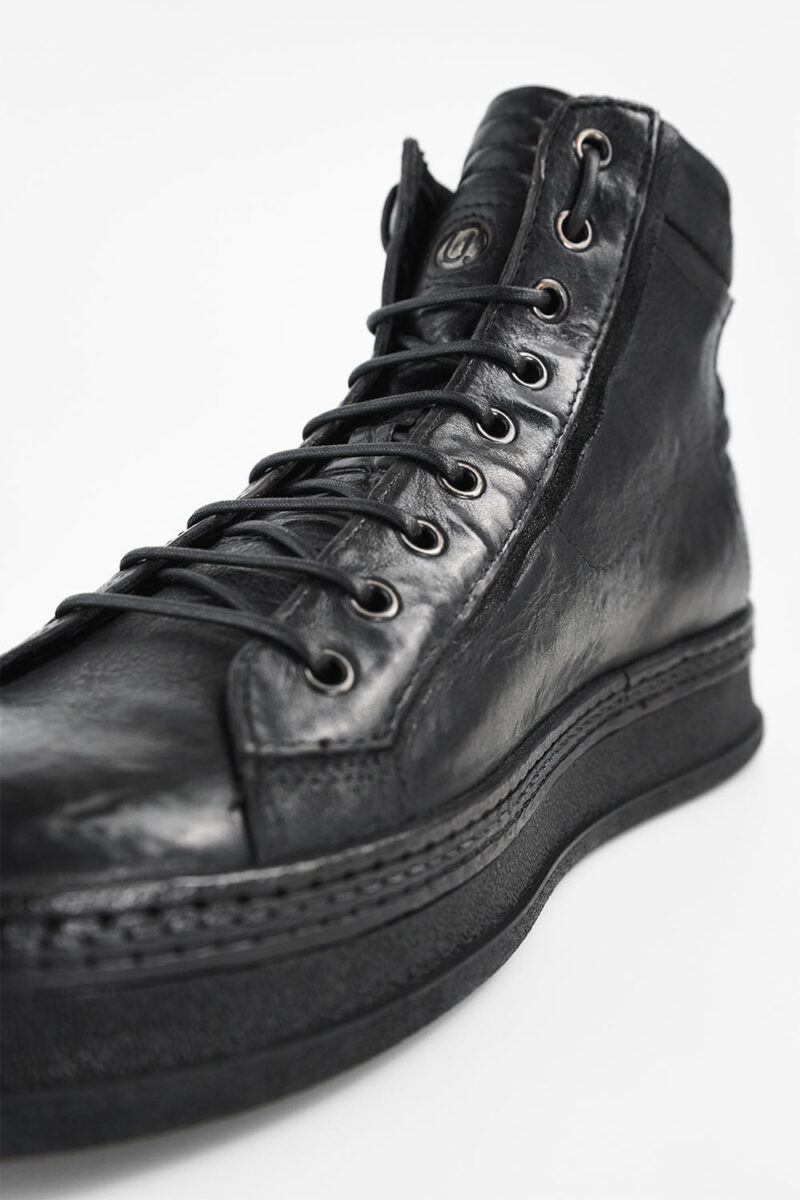 COLE rugged-black welted distressed high sneakers. - Image 14