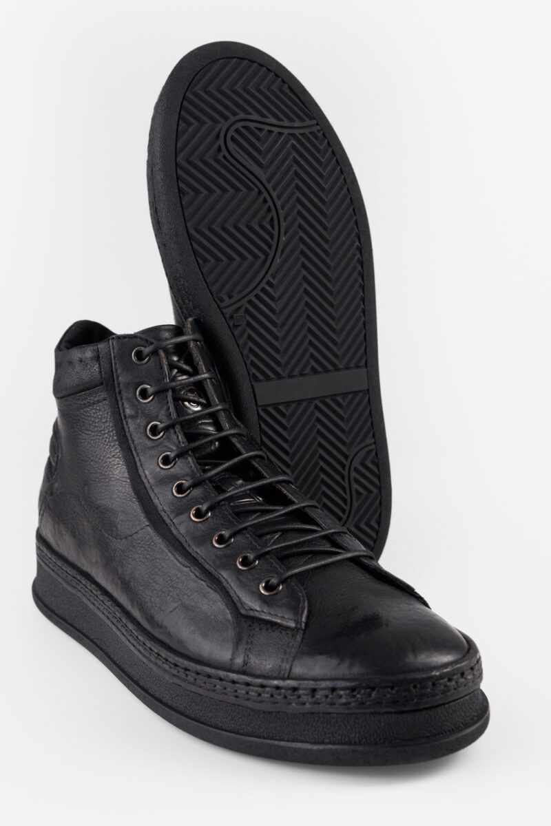 COLE rugged-black welted distressed high sneakers. - Image 8