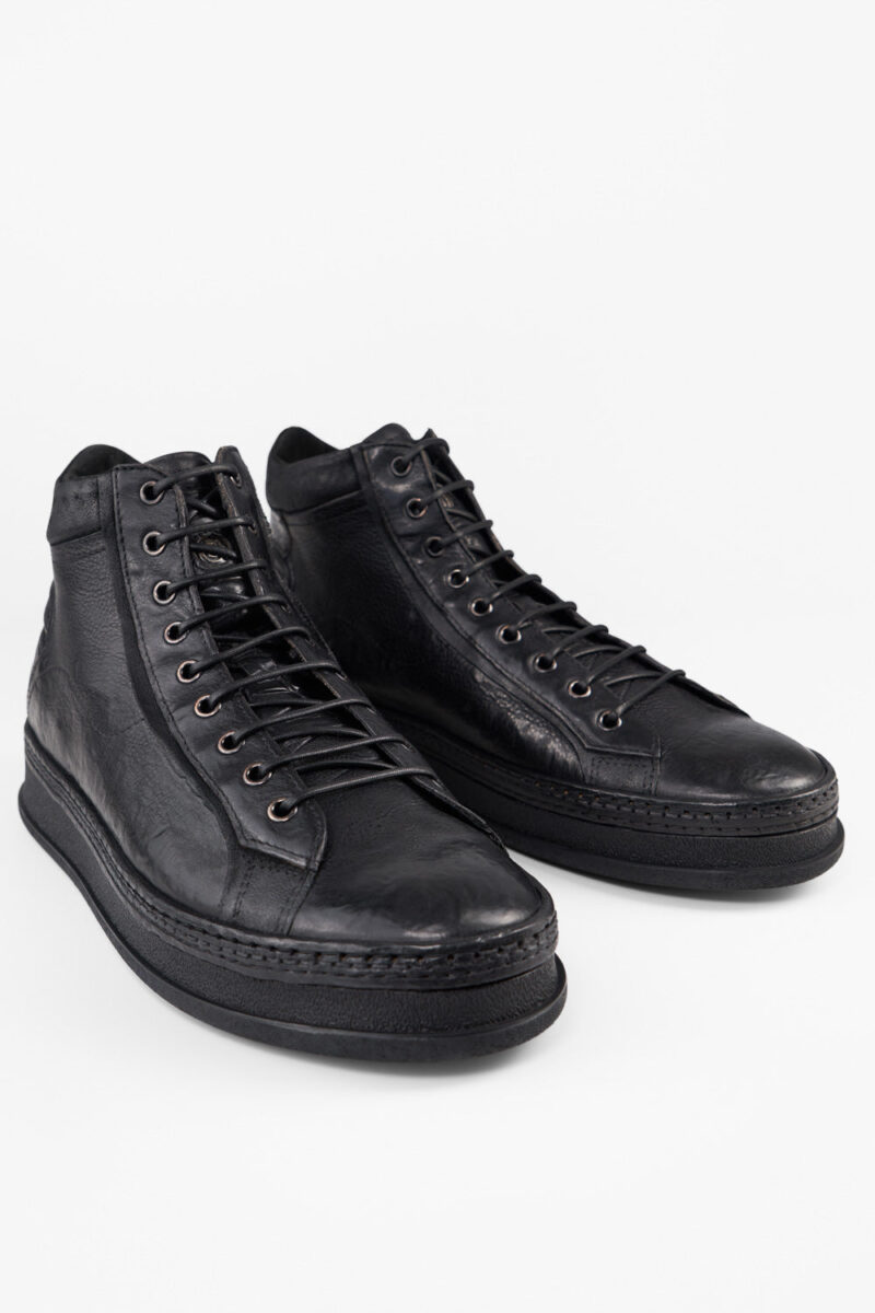 COLE rugged-black welted distressed high sneakers. - Image 5