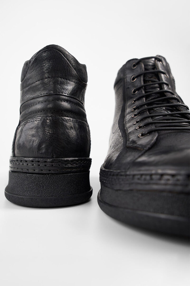 COLE rugged-black welted distressed high sneakers. - Image 7