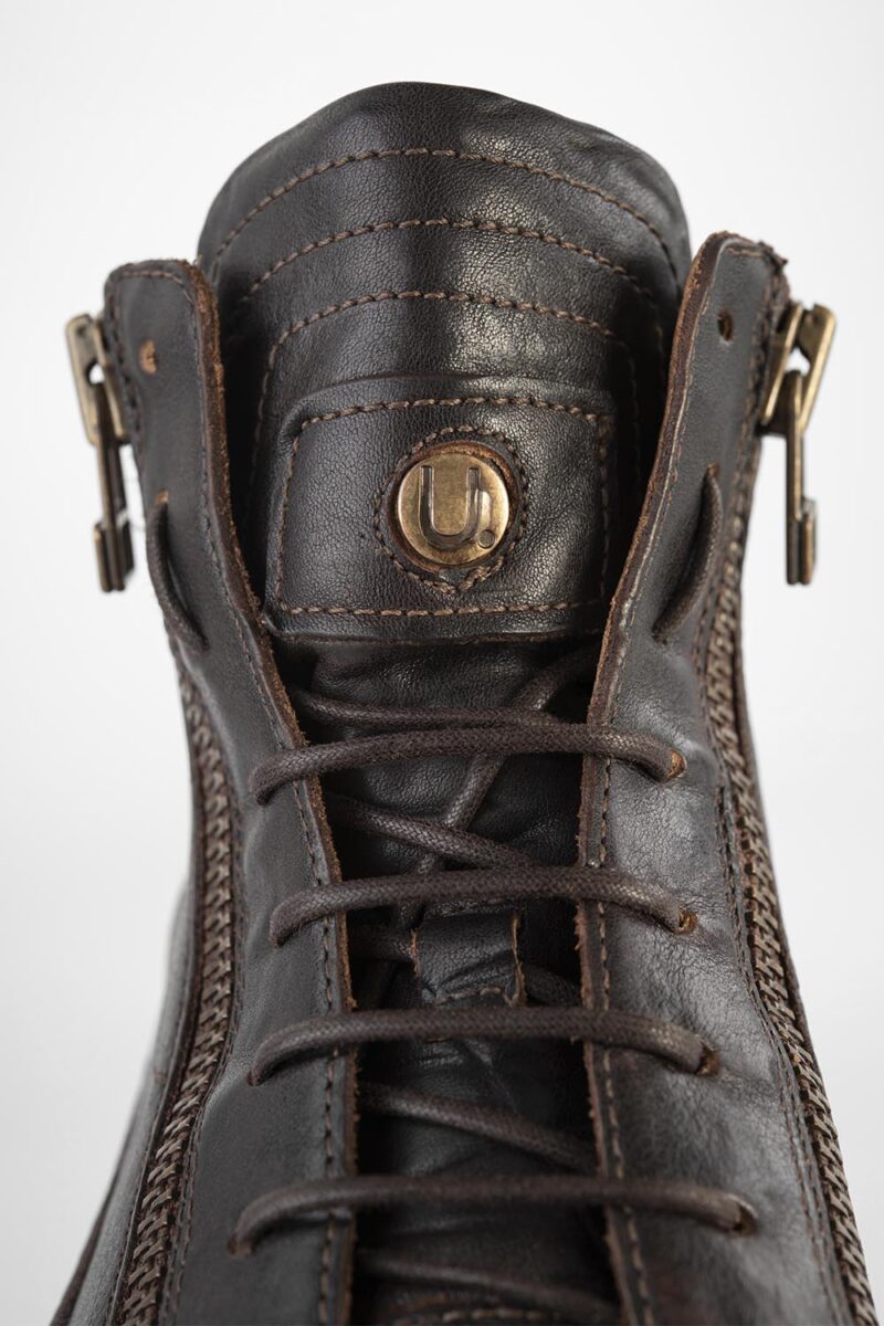 COLE dark-cocoa double-zip welted distressed high sneakers. - Image 15