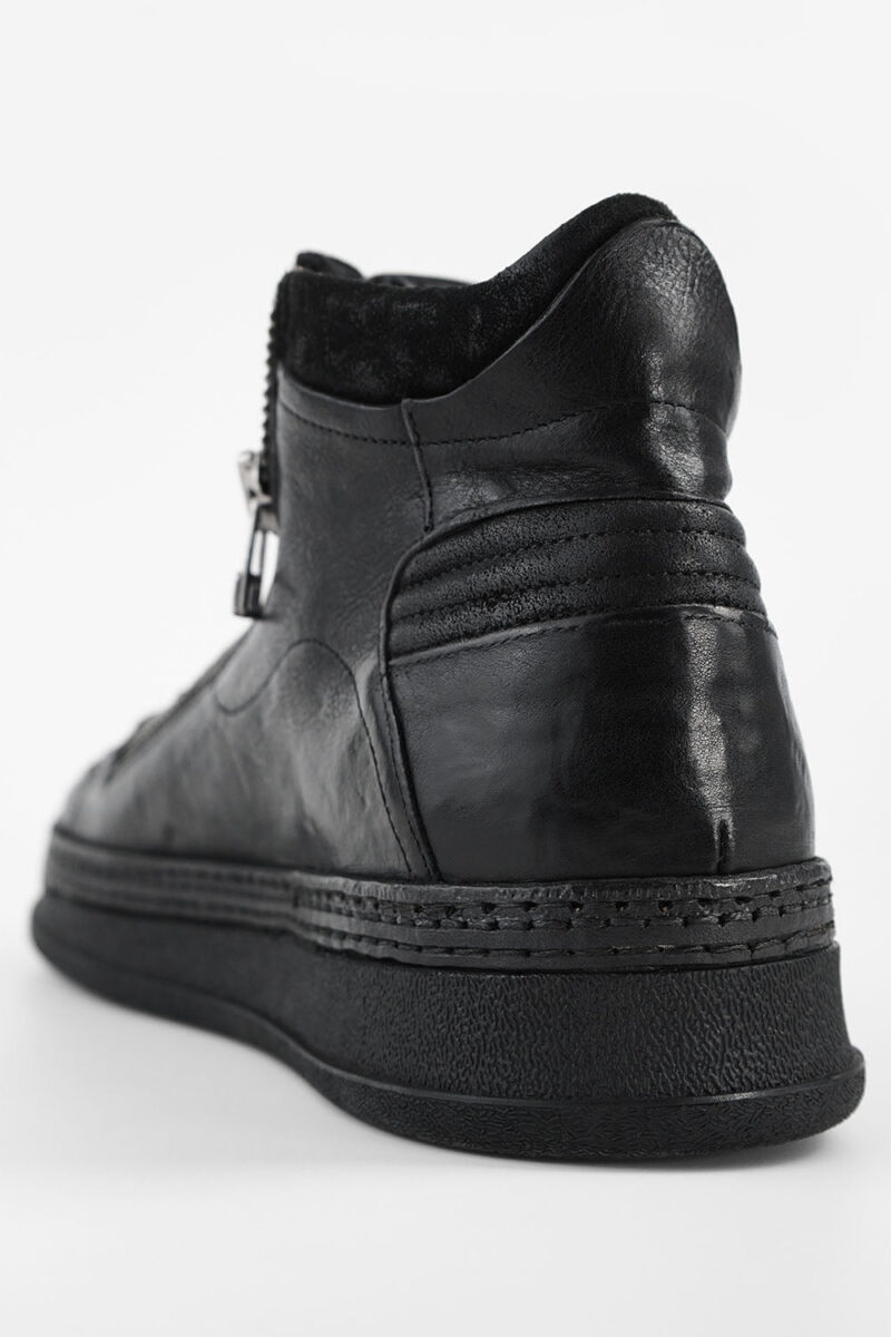 COLE rugged-black double-zip welted high sneakers. - Image 7