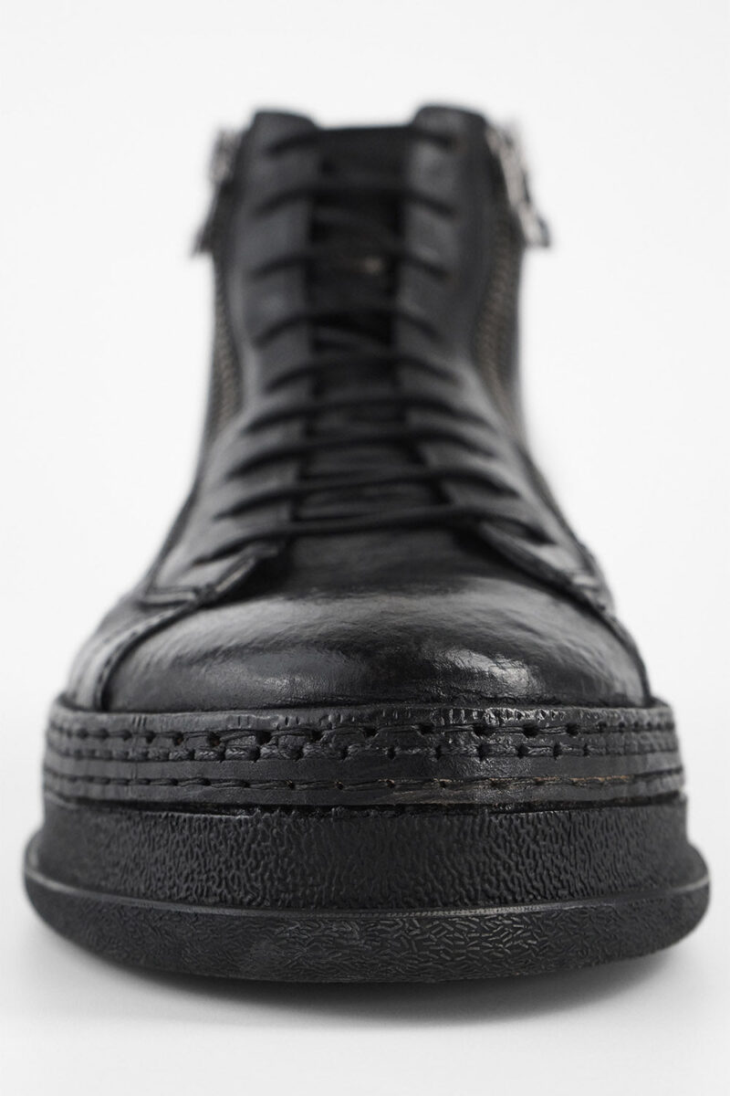 COLE rugged-black double-zip welted high sneakers. - Image 10