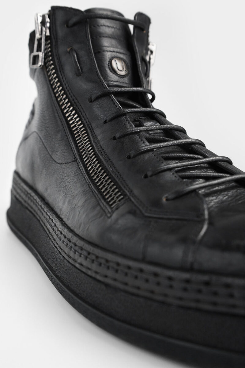 COLE rugged-black double-zip welted high sneakers. - Image 9