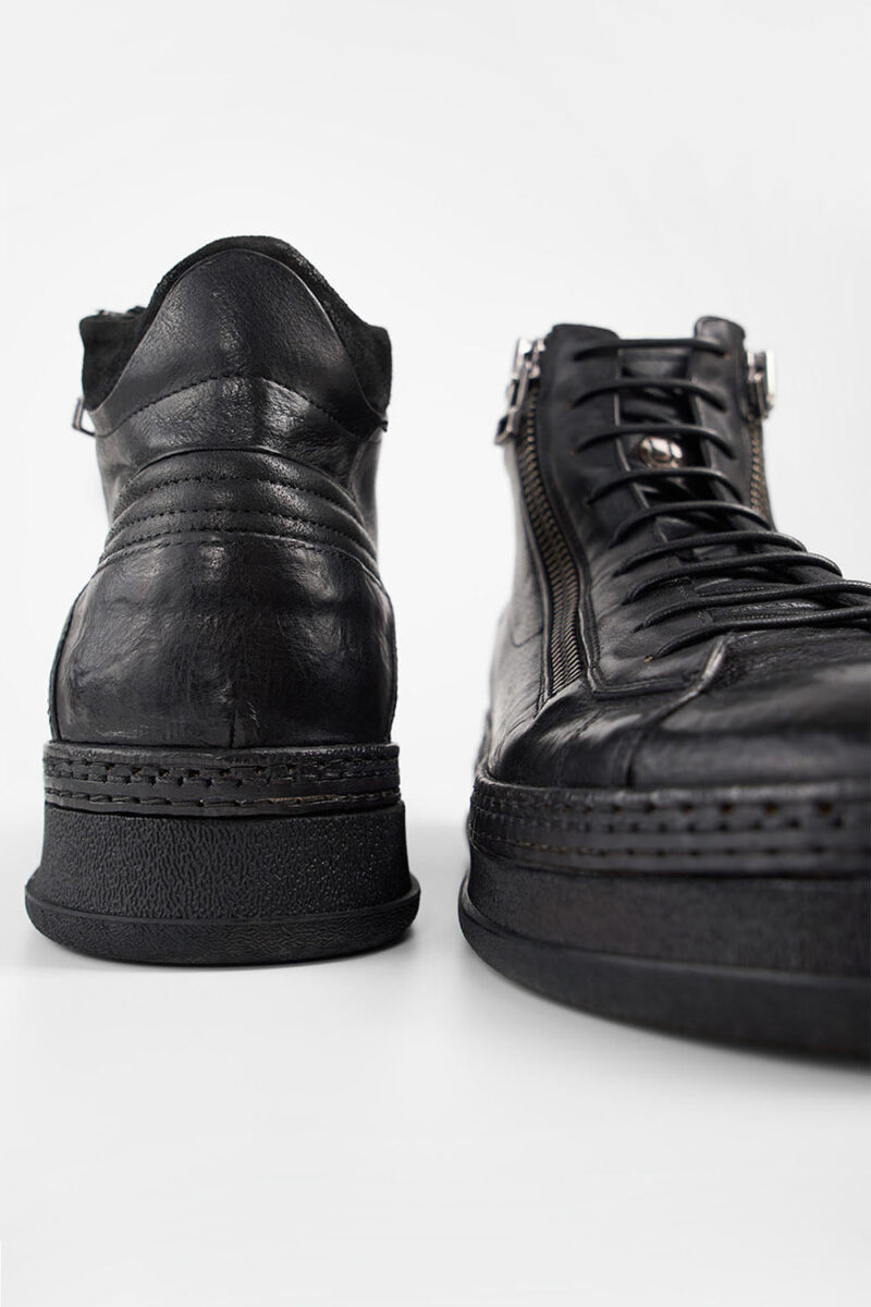 COLE rugged-black double-zip welted high sneakers. - Image 11