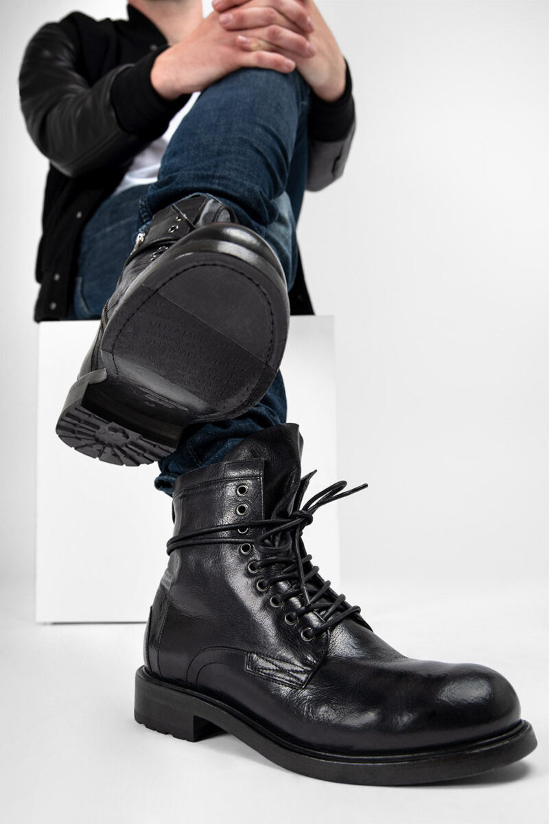 CURZON jet-black military boots. - Image 3