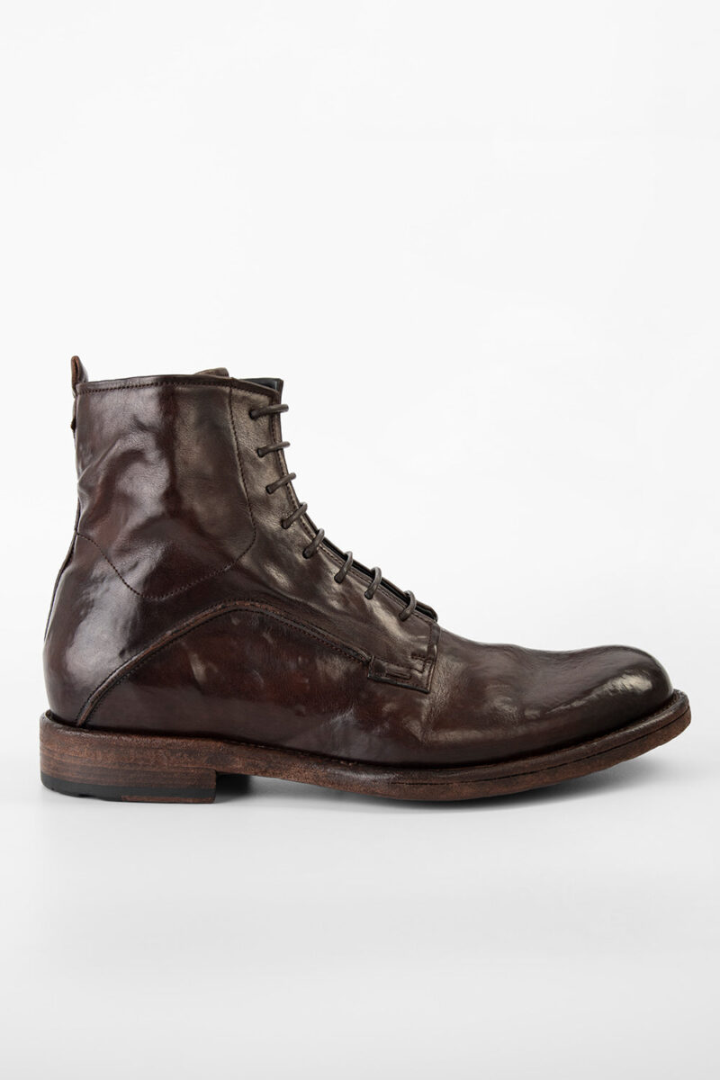 EYTON dark-cocoa military boots.