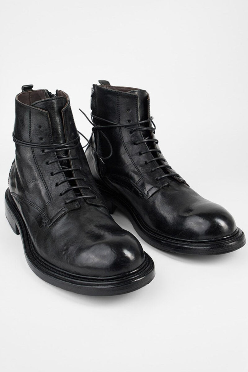 BOLTON limo-black layered lace up boots. - Image 3