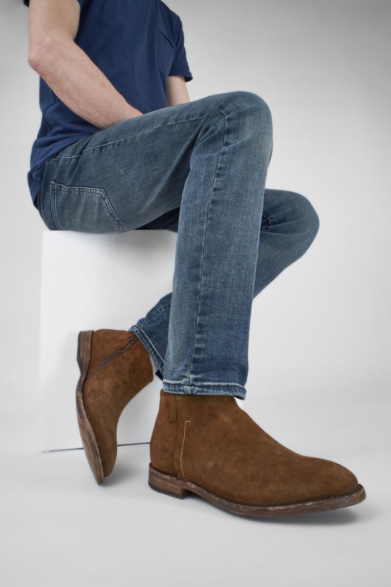 HAVEN barley-brown suede low ankle boots. - Image 5