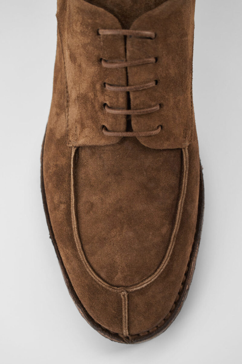 HAVEN barley-brown suede apron derby shoes. - Image 16