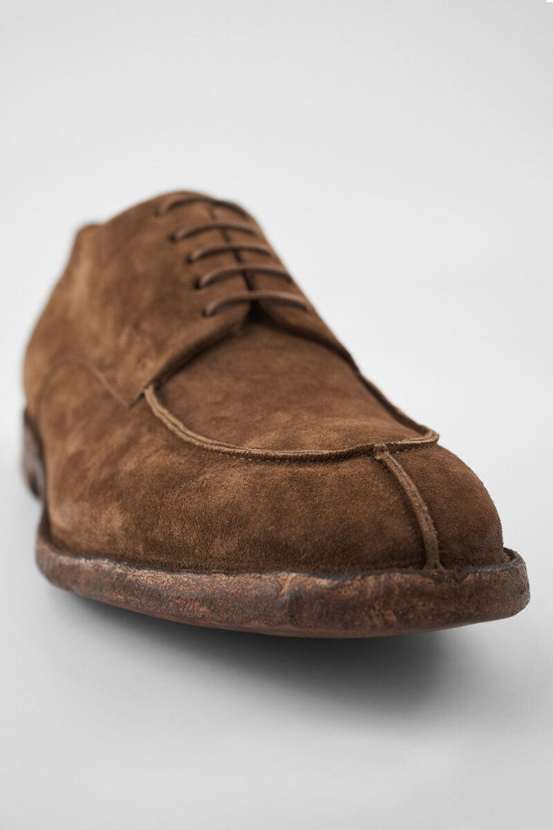 HAVEN barley-brown suede apron derby shoes. - Image 7