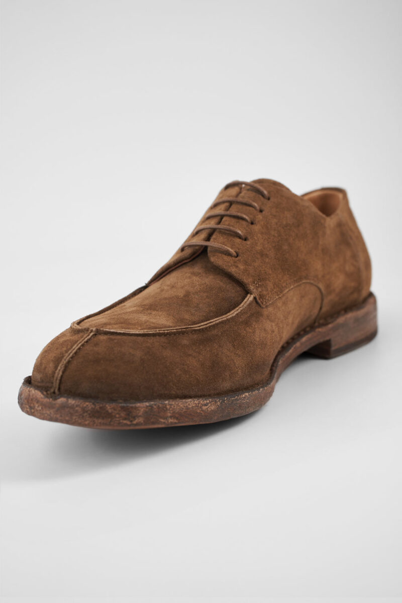 HAVEN barley-brown suede apron derby shoes. - Image 14