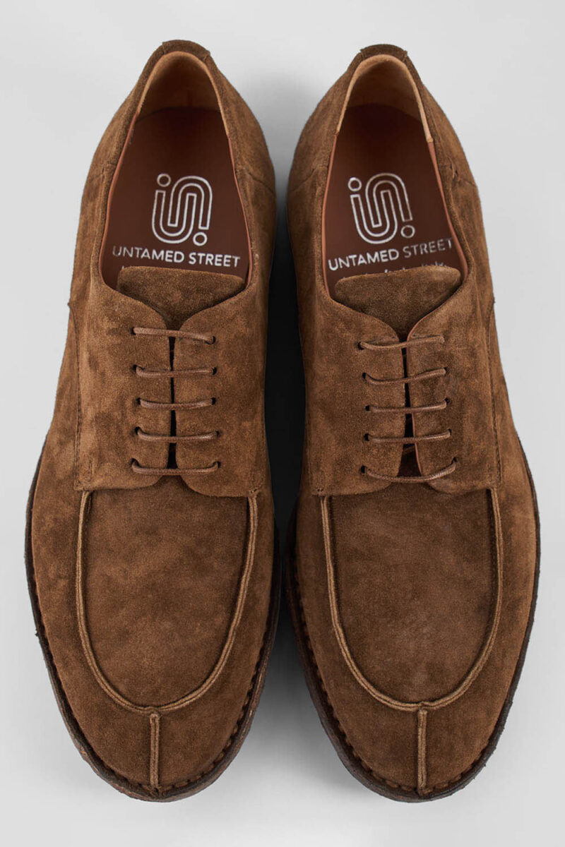 HAVEN barley-brown suede apron derby shoes. - Image 5