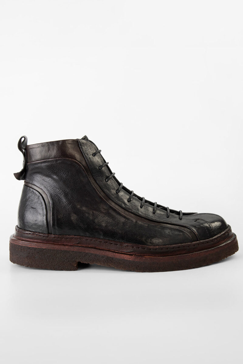 HOVE jet-black welted lace up boots.