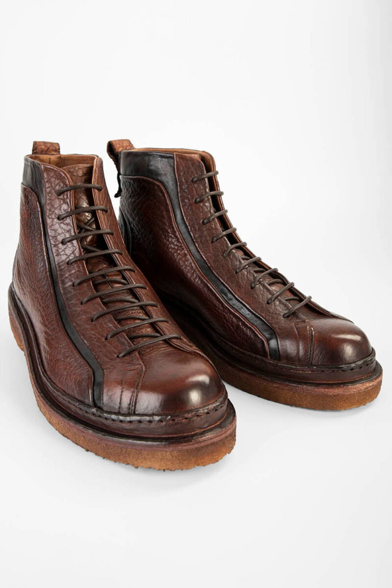 HOVE cognac grained welted lace up boots. - Image 2