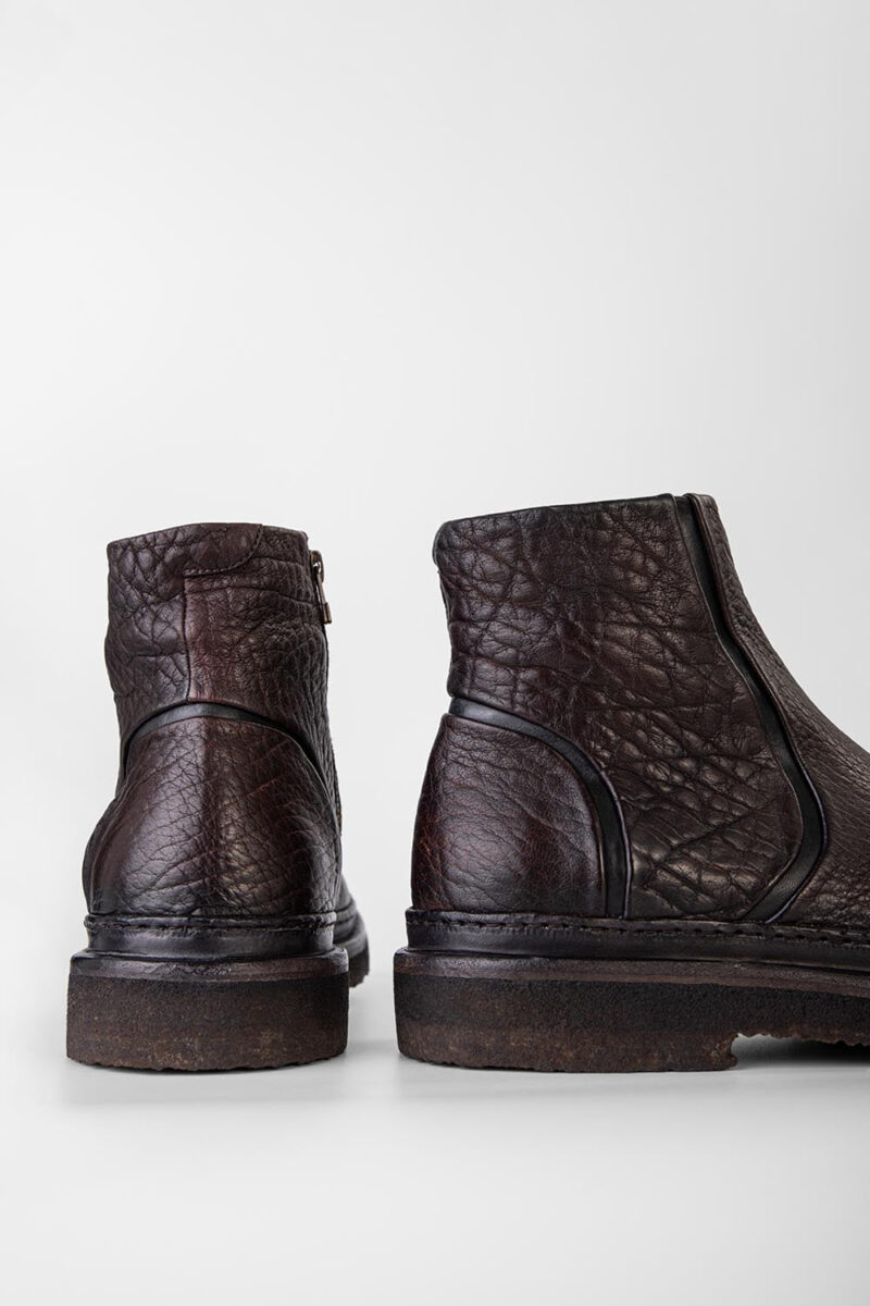 HOVE cigar-brown grained welted laceless ankle boots. - Image 6