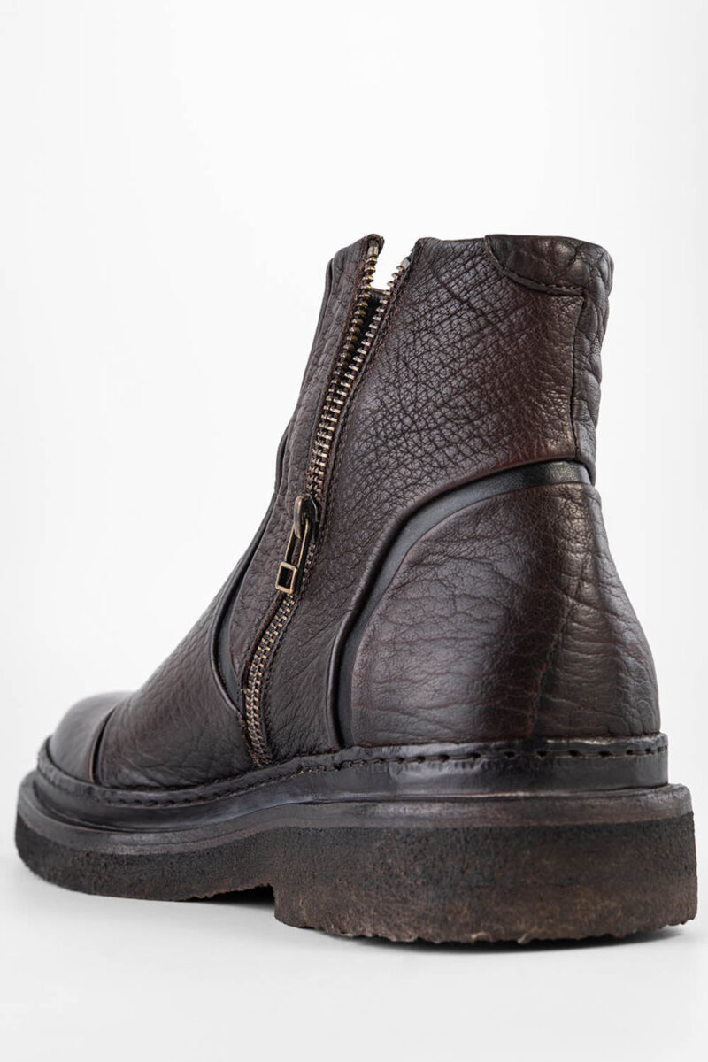 HOVE cigar-brown grained welted laceless ankle boots. - Image 5