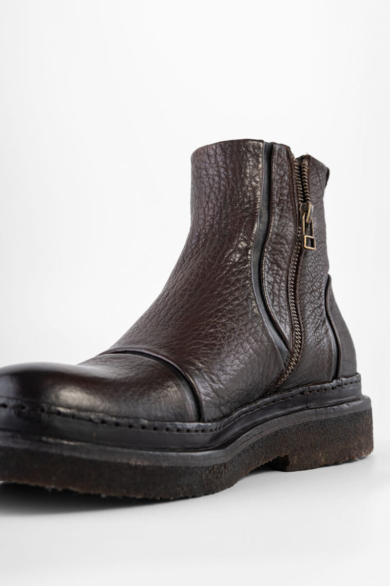 HOVE cigar-brown grained welted laceless ankle boots. - Image 8