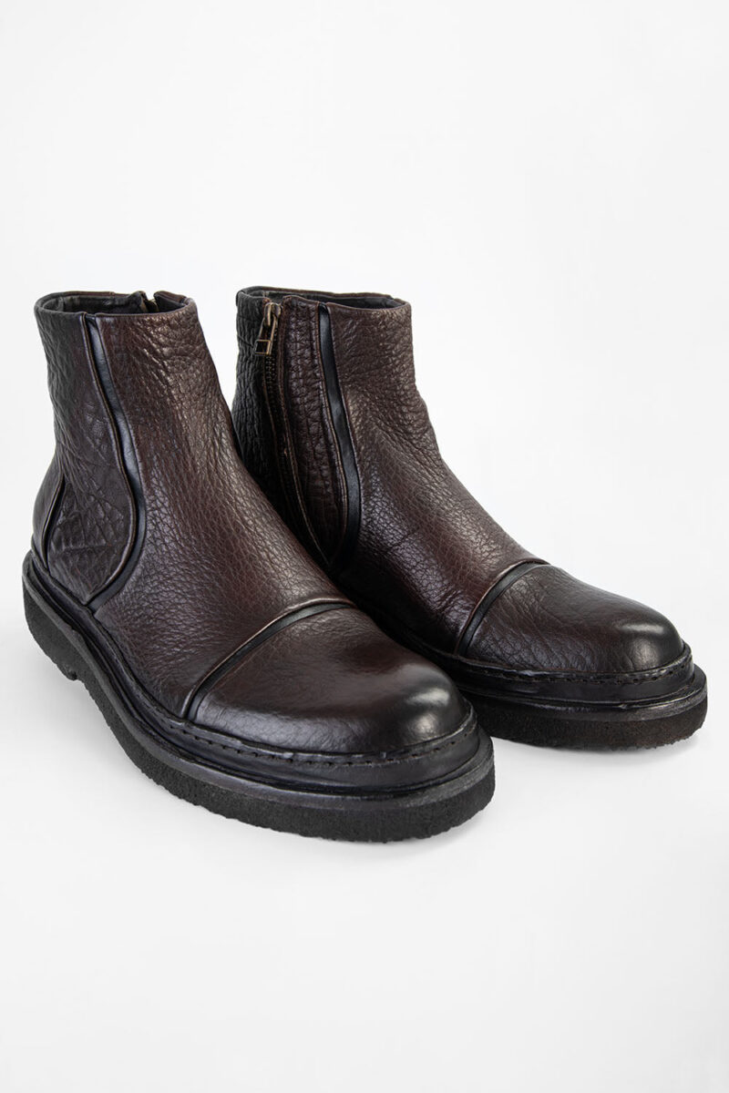 HOVE cigar-brown grained welted laceless ankle boots. - Image 2