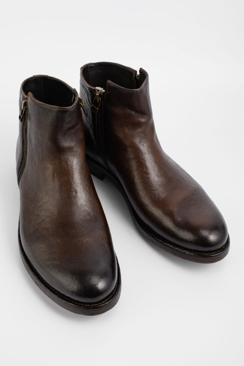 SLOANE ice-brown double-zip ankle boots. - Image 2