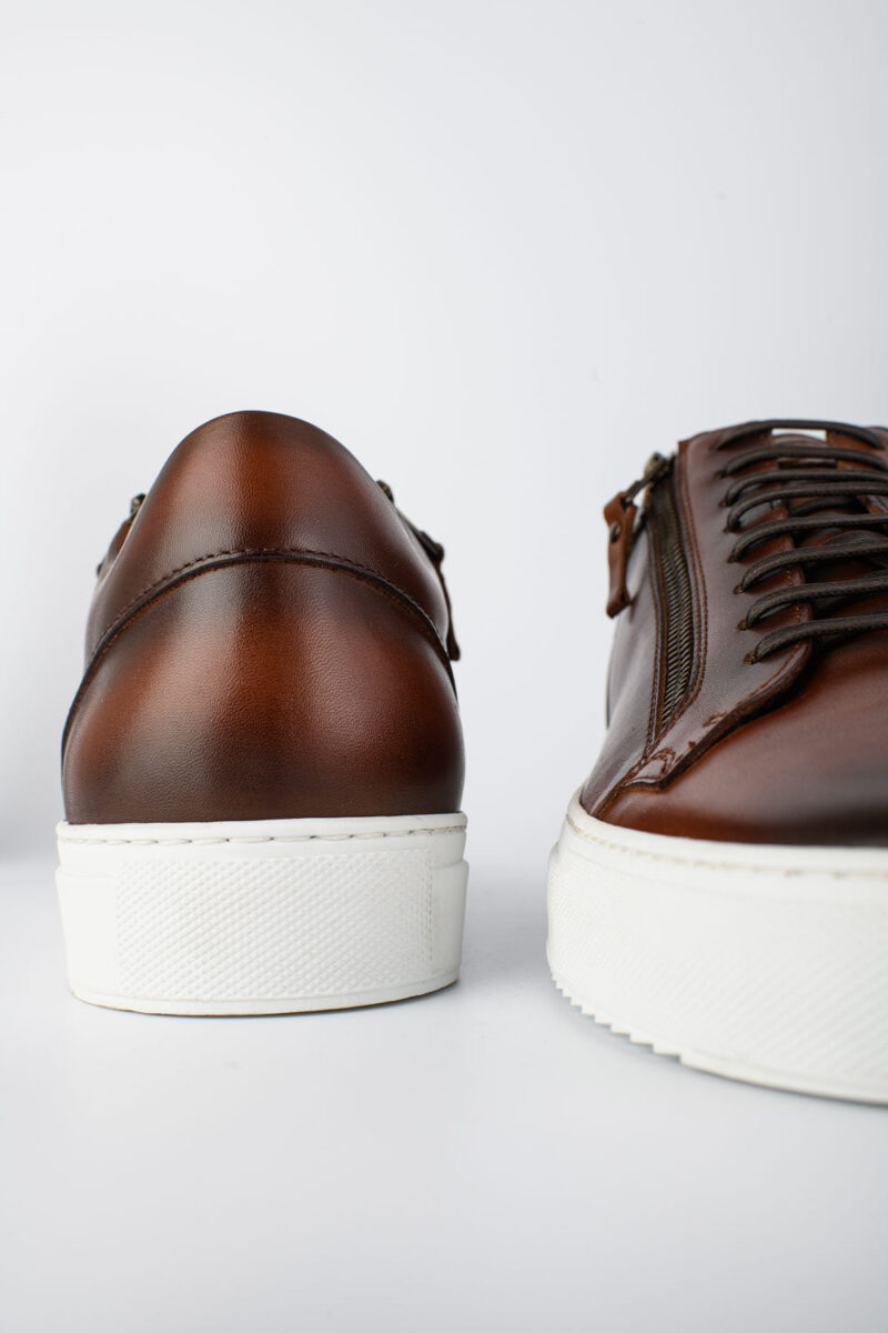 SOHO cocoa-brown double-zip patina sneakers. - Image 7