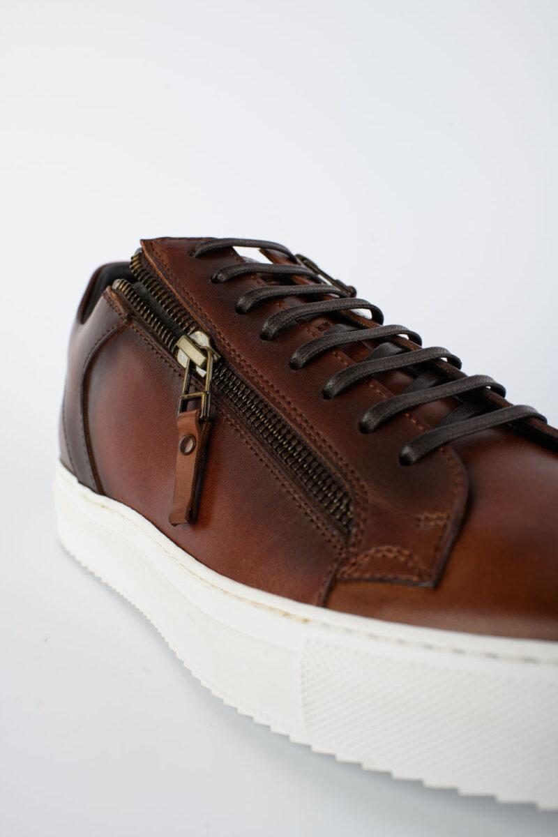 SOHO cocoa-brown double-zip patina sneakers. - Image 2