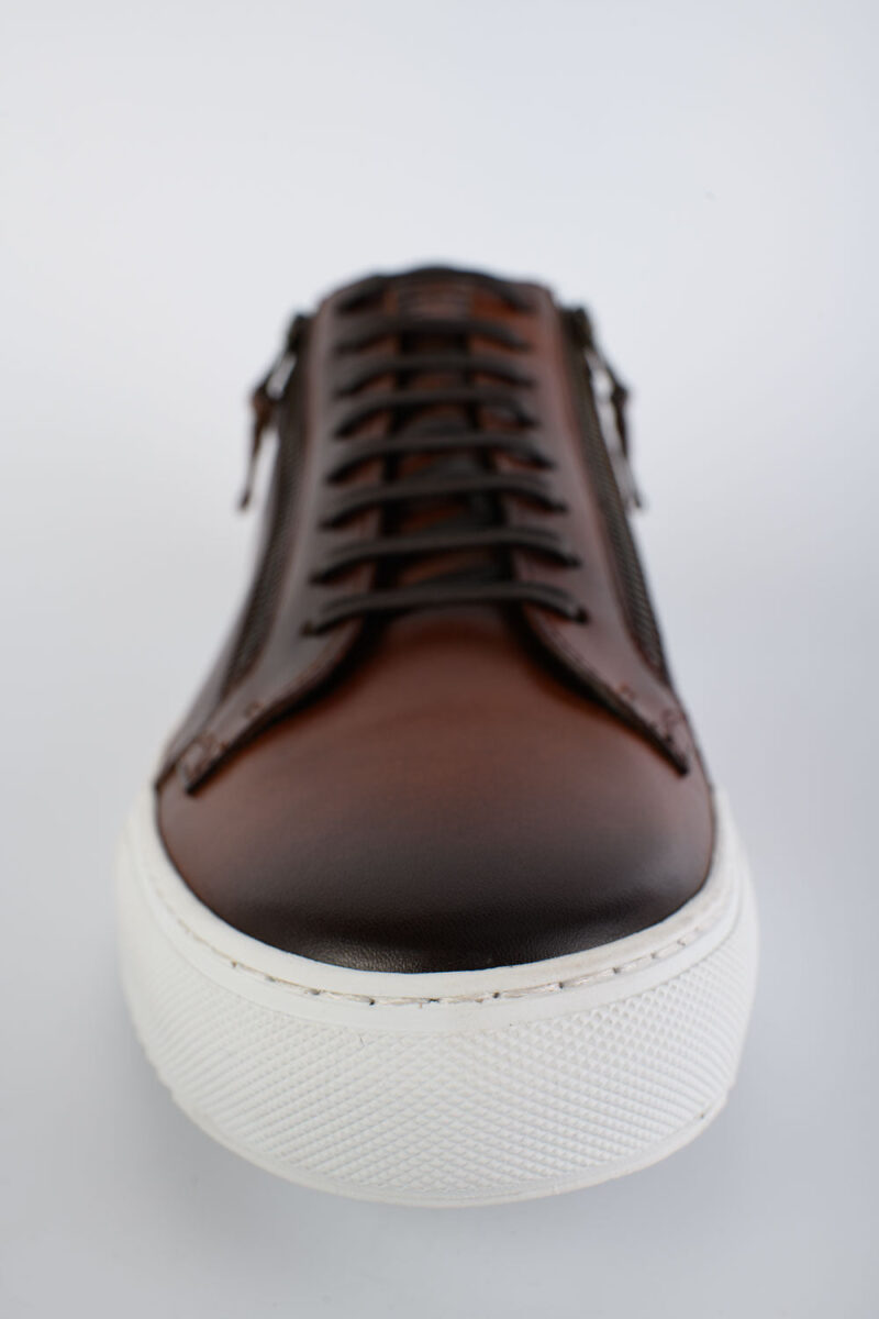 SOHO cocoa-brown double-zip patina sneakers. - Image 9