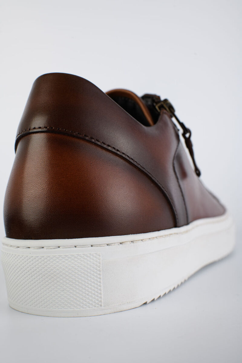 SOHO cocoa-brown double-zip patina sneakers. - Image 5