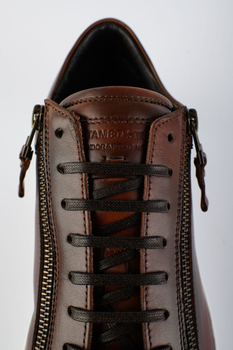 SOHO cocoa-brown double-zip patina sneakers. - Image 6