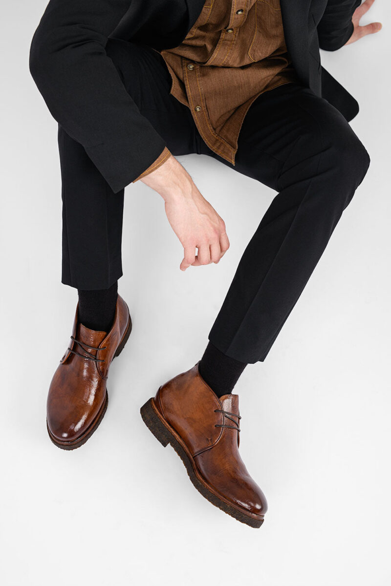 BROMPTON rich-brown chukka boots. - Image 10