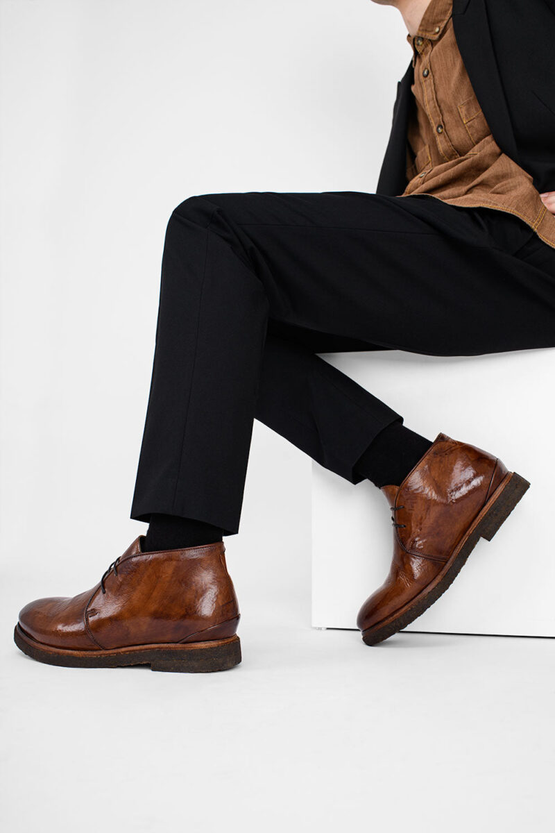 BROMPTON rich-brown chukka boots. - Image 8