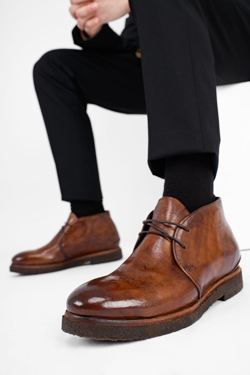 BROMPTON rich-brown chukka boots. - Image 3