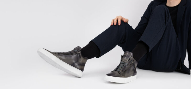 SOHO aluminium-grey patina high sneakers. - Image 12