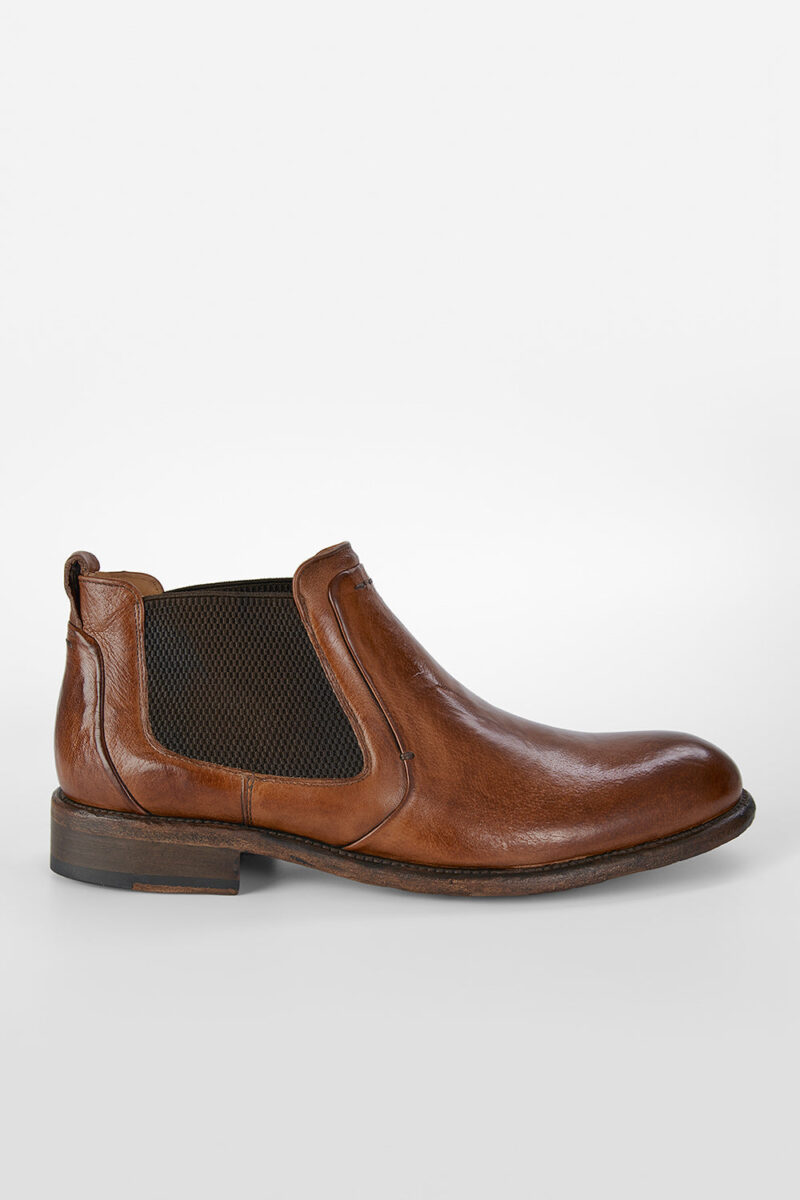 KNIGHTON tawny-brown low chelsea boots.