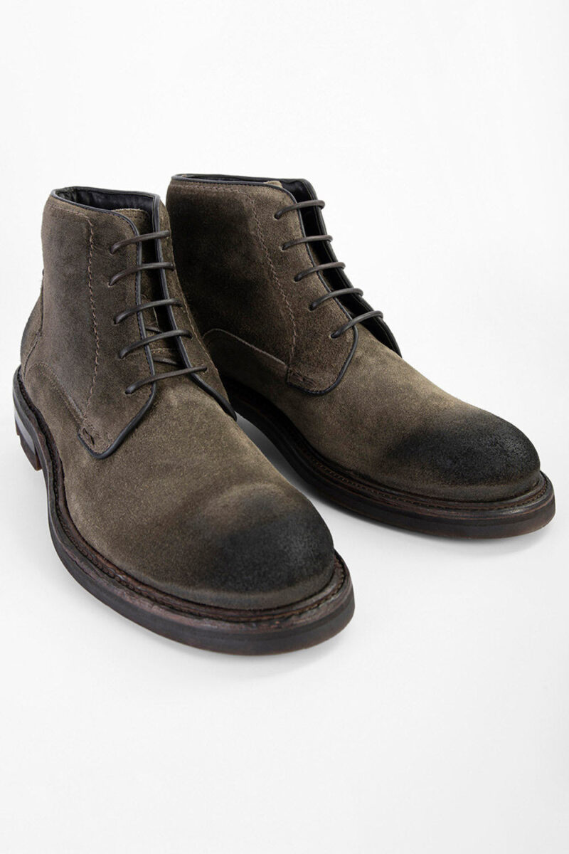 LENNOX dark-moss suede ankle boots. - Image 3