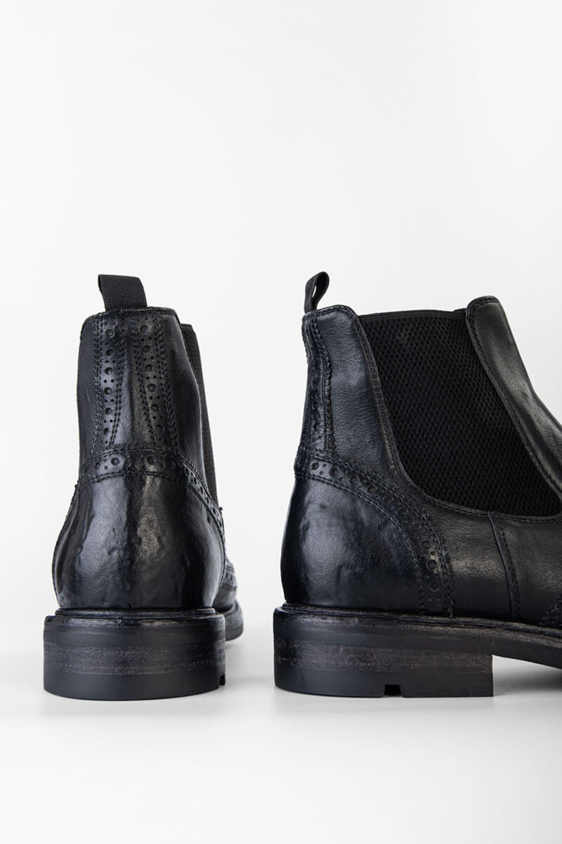 LENNOX urban-black brogue chelsea boots. - Image 8