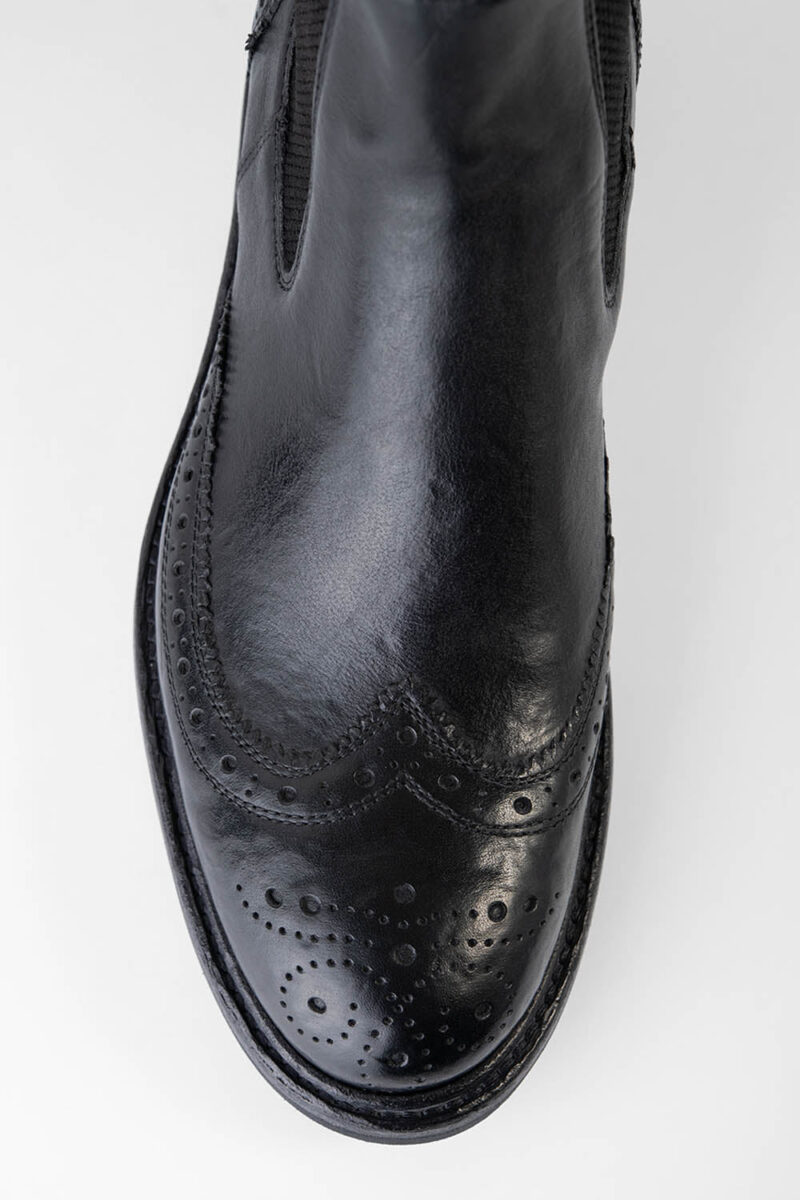 LENNOX urban-black brogue chelsea boots. - Image 7