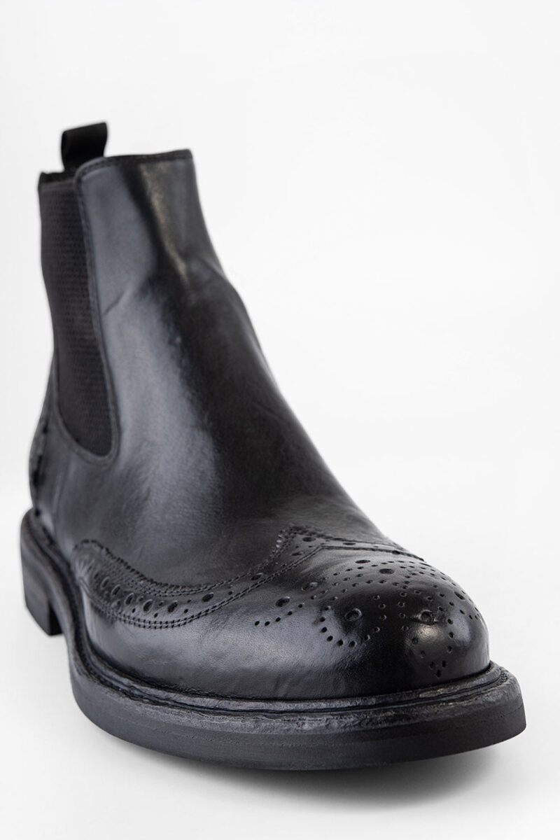 LENNOX urban-black brogue chelsea boots. - Image 6