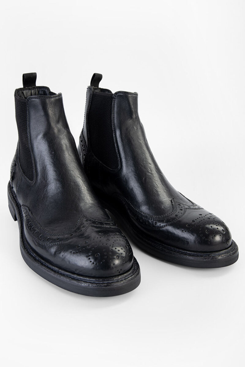 LENNOX urban-black brogue chelsea boots. - Image 4