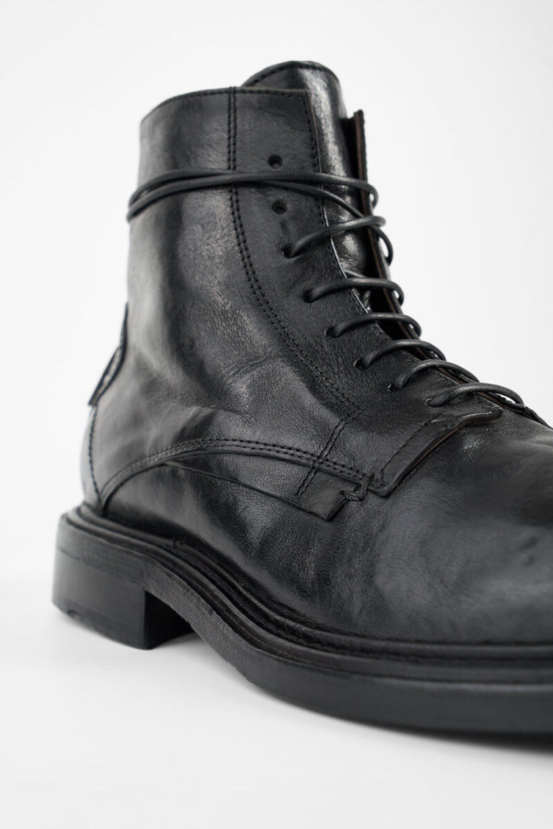 BOLTON limo-black layered lace up boots. - Image 5