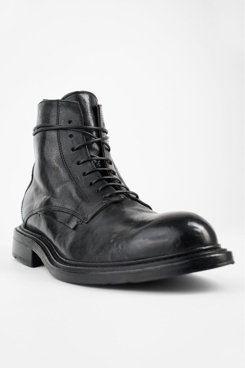 BOLTON limo-black layered lace up boots. - Image 8