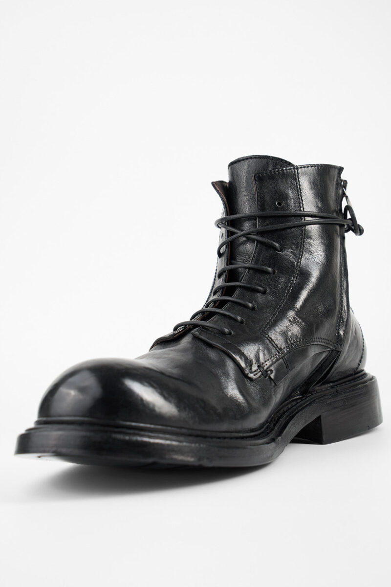 BOLTON limo-black layered lace up boots. - Image 9